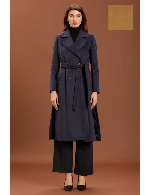 Take two - cappotto lungo con cinta dt01223 cammello