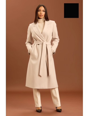 Take two - cappotto con cinta e punto mf dt01245 nero