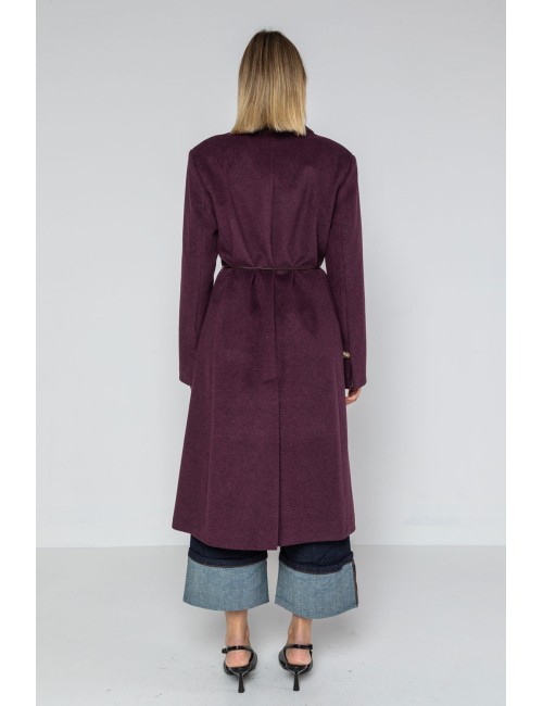 Lokita - cappotto lungo tessuto diagonale  bicolor 1194 lok07893 burgundy