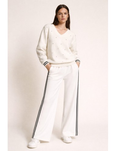 Twinset - pantaloni ampi in tessuto scuba 252ll2gdd 00526 off white