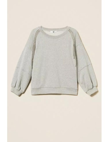 Twinset - felpa con catene di strass e perle 252li2mcc 00082