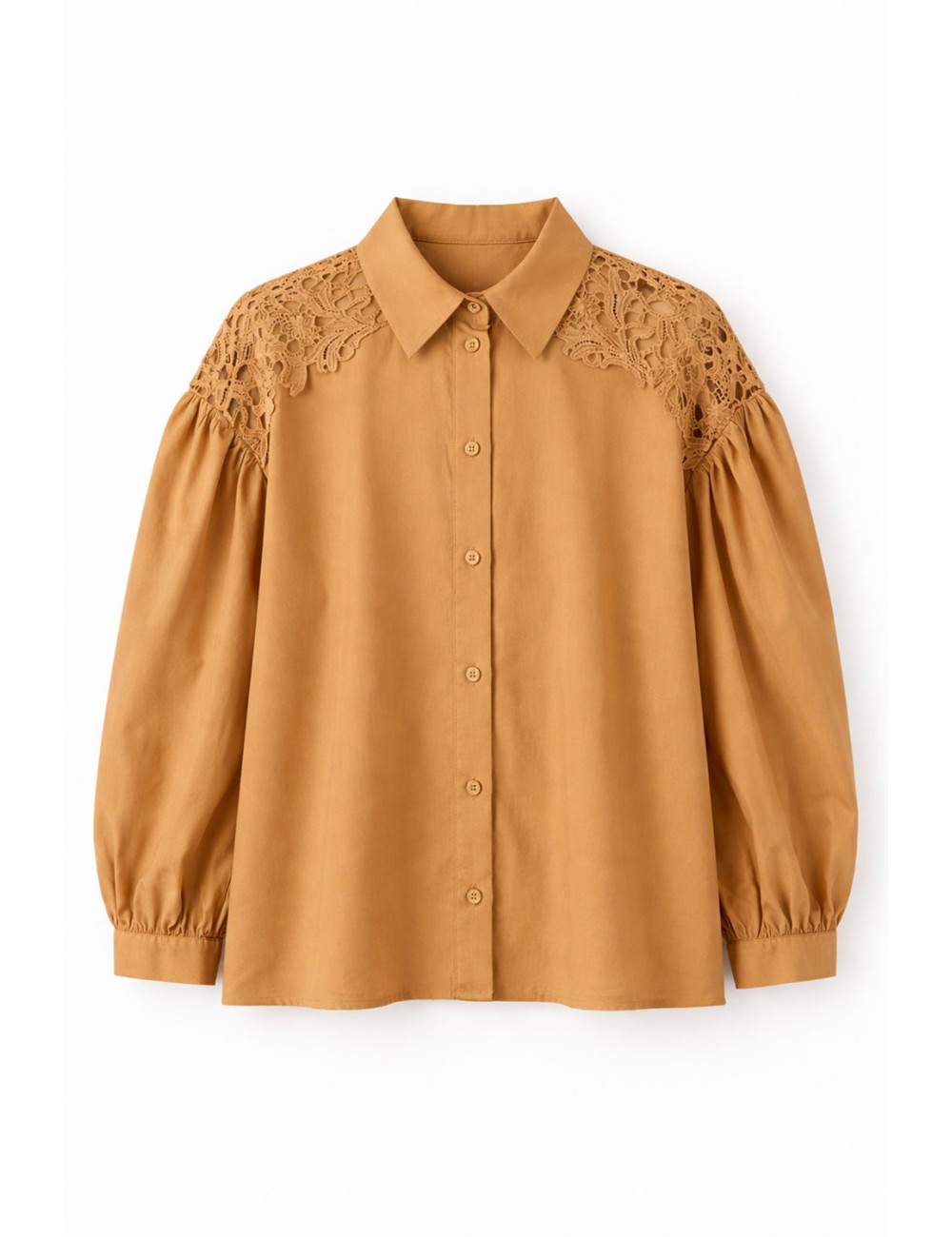 Twinset - camicia m/l in popeline con dettagli in macramè