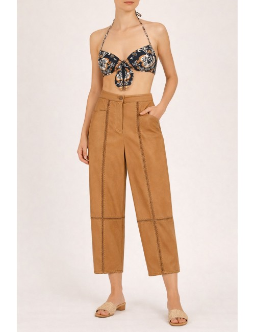 Twinset - pantalone con bordi laterali ricamati