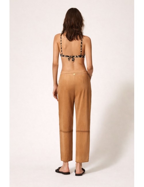 Twinset - pantalone con bordi laterali ricamati