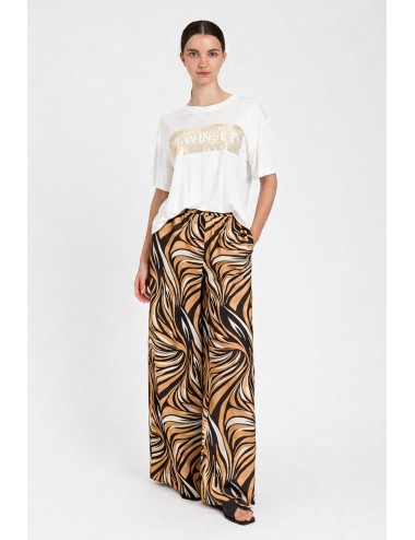 Twinset - pantalone largo fantasia zebra
