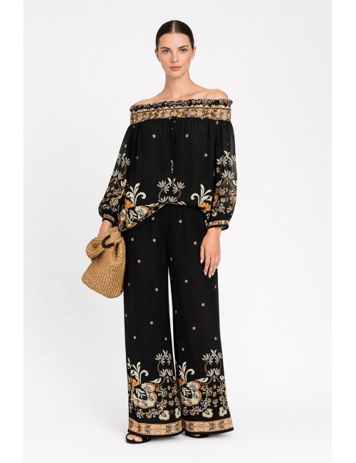 Twinset - pantalone palazzo stampa foulard