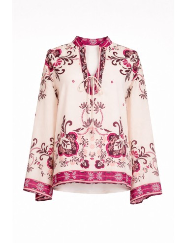 Twinset -  blusa m/l con fiocco stampa foulard