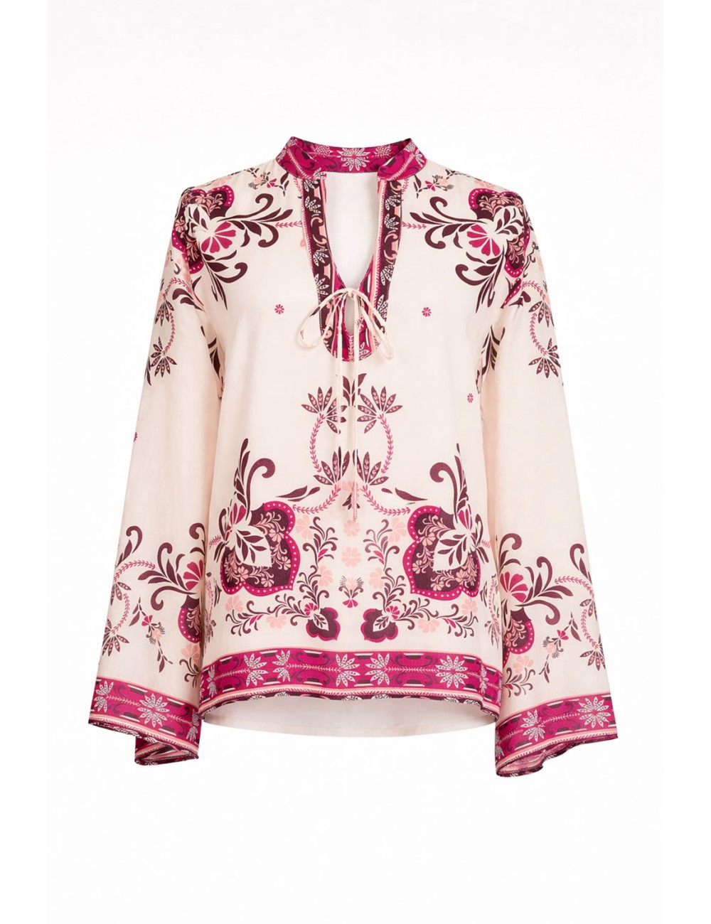 Twinset -  blusa m/l con fiocco stampa foulard