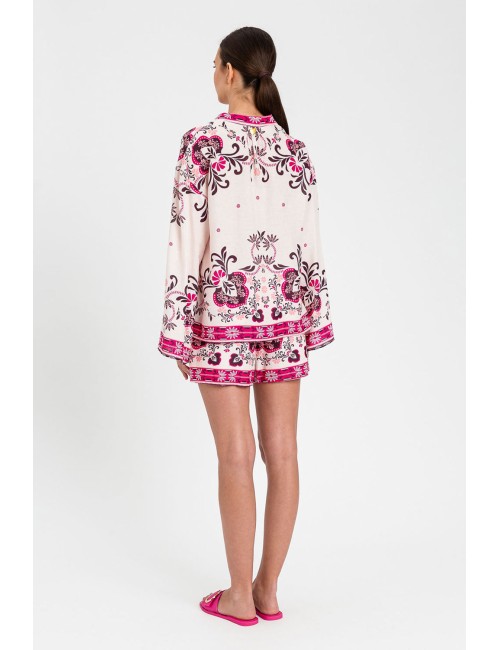 Twinset -  blusa m/l con fiocco stampa foulard