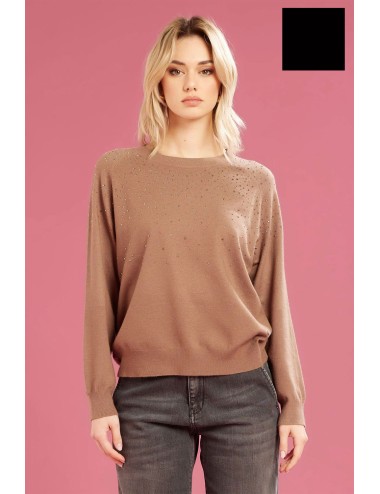 Fresh flower - girocollo c.applicaz. a cascata ff679 nero