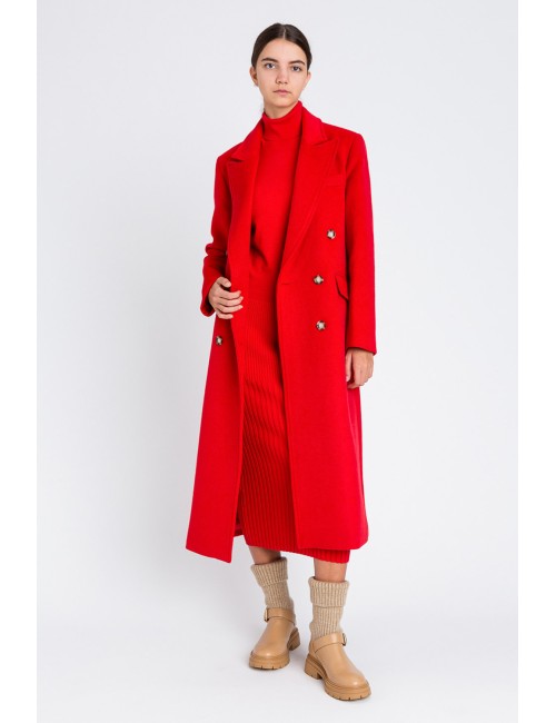 Twinset - cappotto lungo doppiopetto in panno 252li2bbb 12532 red carpet