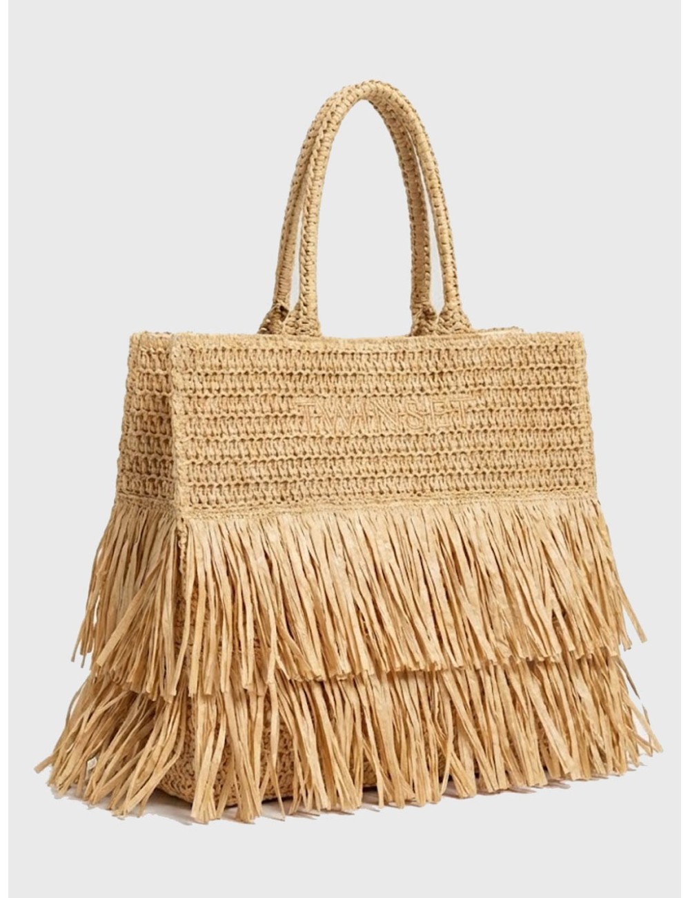 Twinset - tote effetto paglia con frange e balze 261lm8aaa 00193
