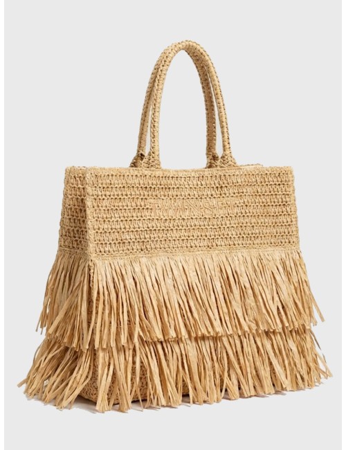 Twinset - tote effetto paglia con frange e balze 261lm8aaa 00193