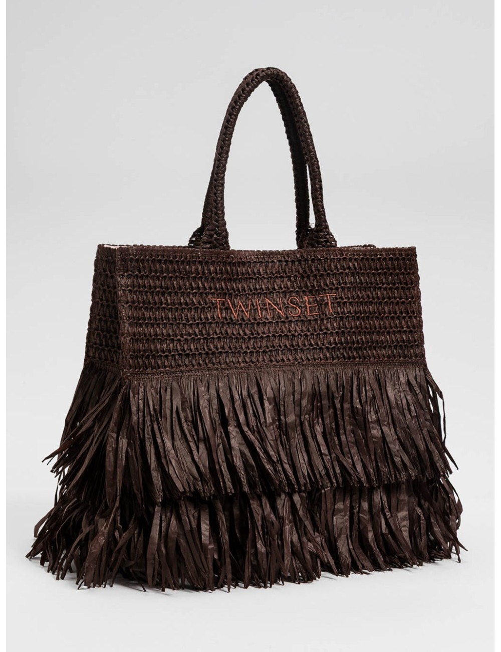 Twinset - tote effetto paglia con frange e balze 261lm8aaa 11946