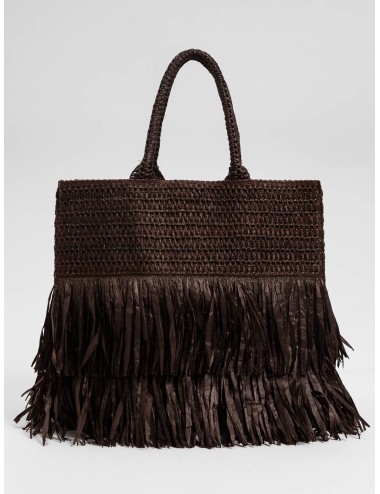 Twinset - tote effetto paglia con frange e balze 261lm8aaa 11946