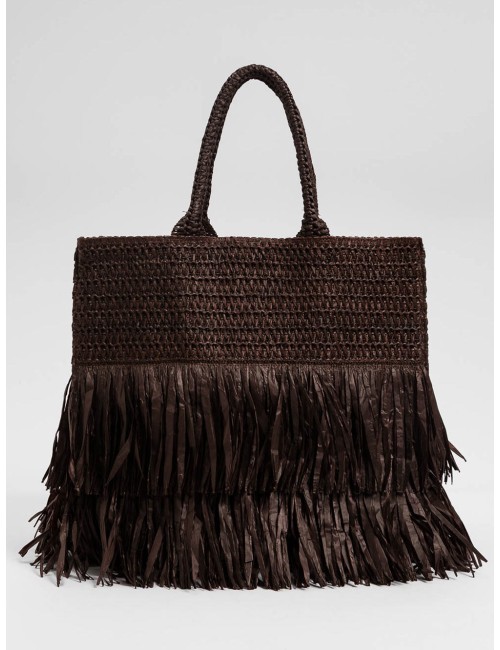 Twinset - tote effetto paglia con frange e balze 261lm8aaa 11946
