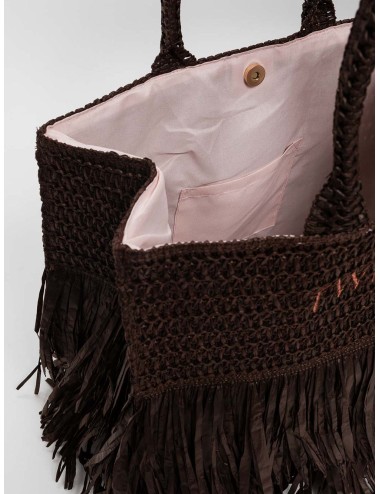 Twinset - tote effetto paglia con frange e balze 261lm8aaa 11946