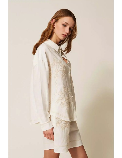 Twinset - camicia m/l con ricamo 261lm2maa 13584