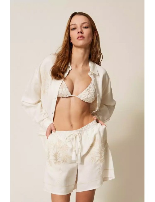 Twinset - bermuda con ricamo 261lm2mbb 13584