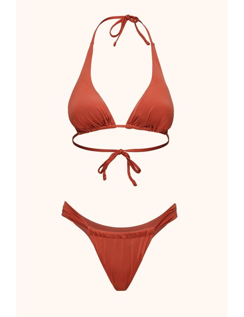 Mefui - bikini triangolo alto con slip fisso red clay mf26-sw0100rc