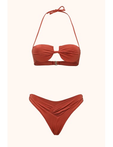 Mefui - bikini reggiseno ferretto e slip fisso red clay mf26-sw0102rc