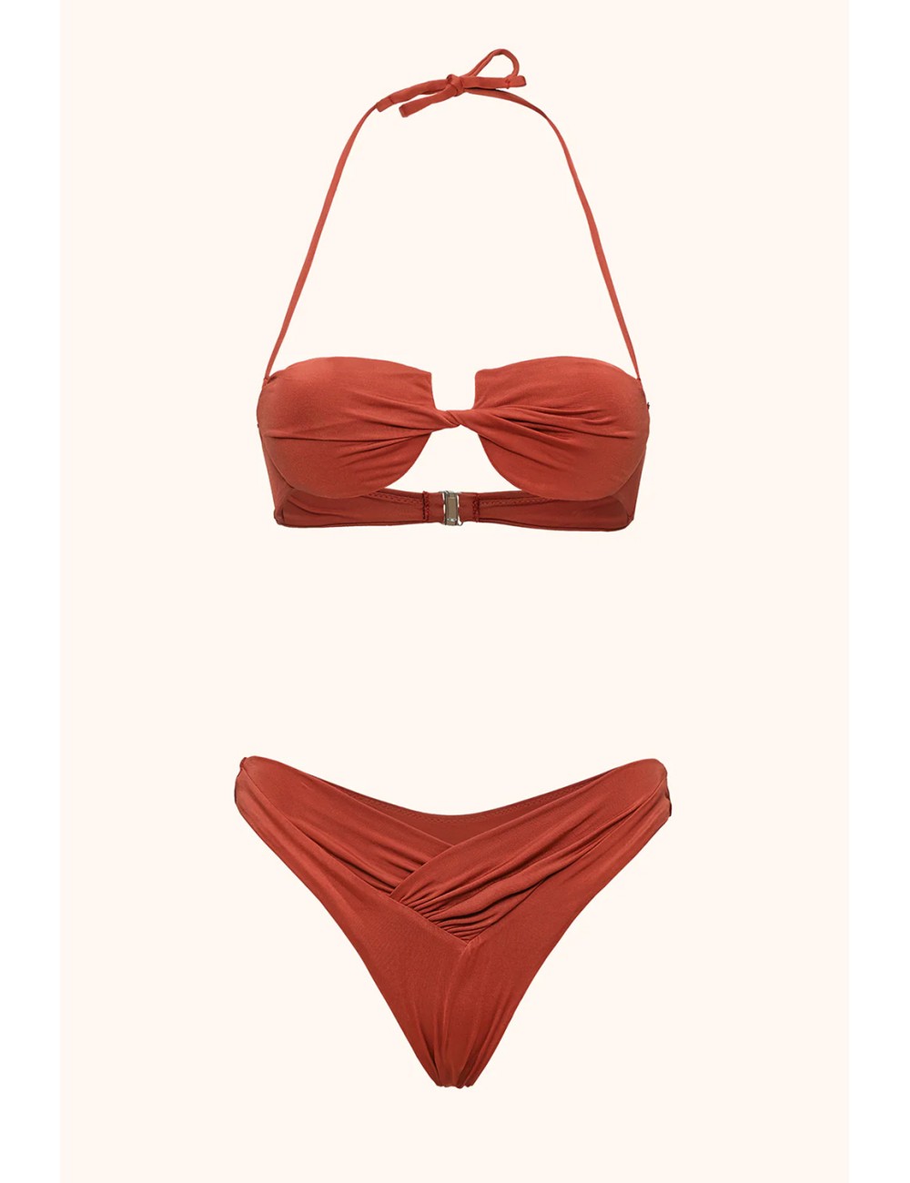 Mefui - bikini reggiseno ferretto e slip fisso red clay mf26-sw0102rc