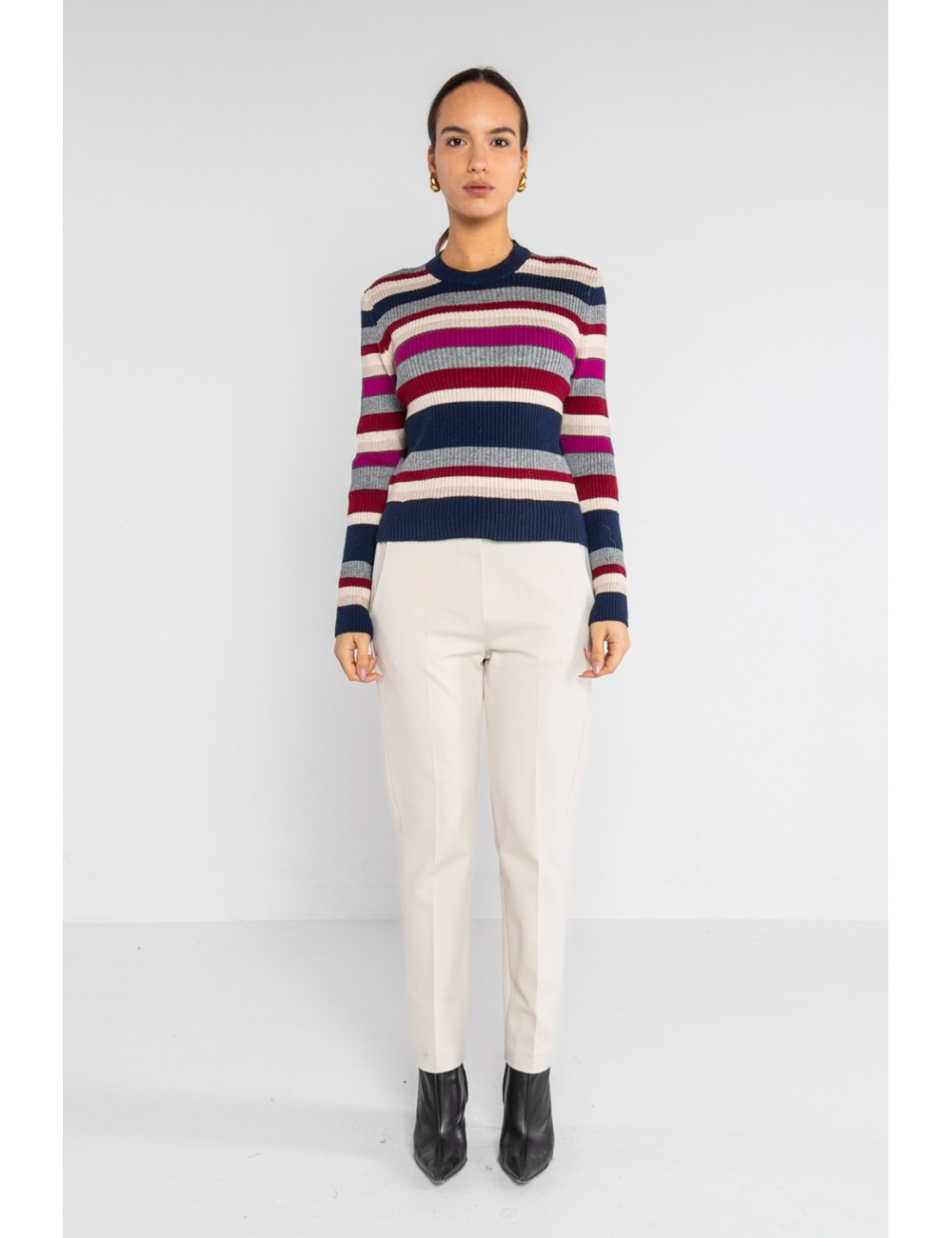 Lokita - pantalone dritto in punto milano 1283 lok022 avorio