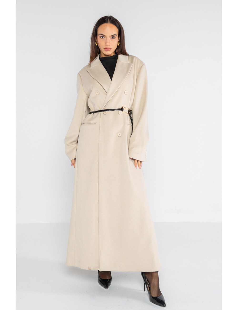 Lokita - cappotto lungo over doppiopetto 1194 lok07892 avorio