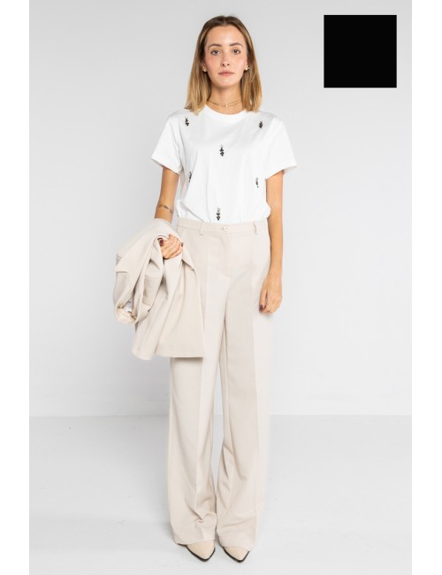 Lokita - pantalone palazzo basic in poly viscosa 1194 lok07905 nero