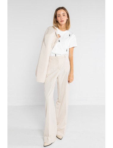 Lokita - pantalone palazzo basic in poly viscosa 1194 lok07905 avorio