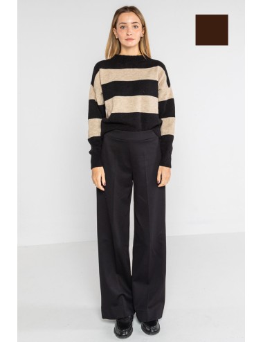 Lokita - pantalone crop in punto roma diagonale 147 lok133pr moro