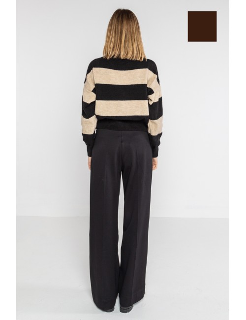 Lokita - pantalone crop in punto roma diagonale 147 lok133pr moro