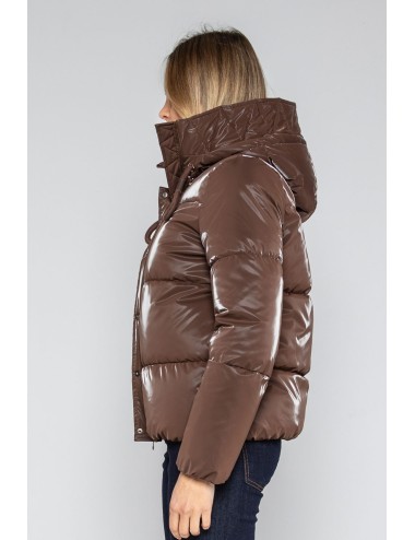 Lokita - piumino corto tessuto gommato 1281 lok26167 moro