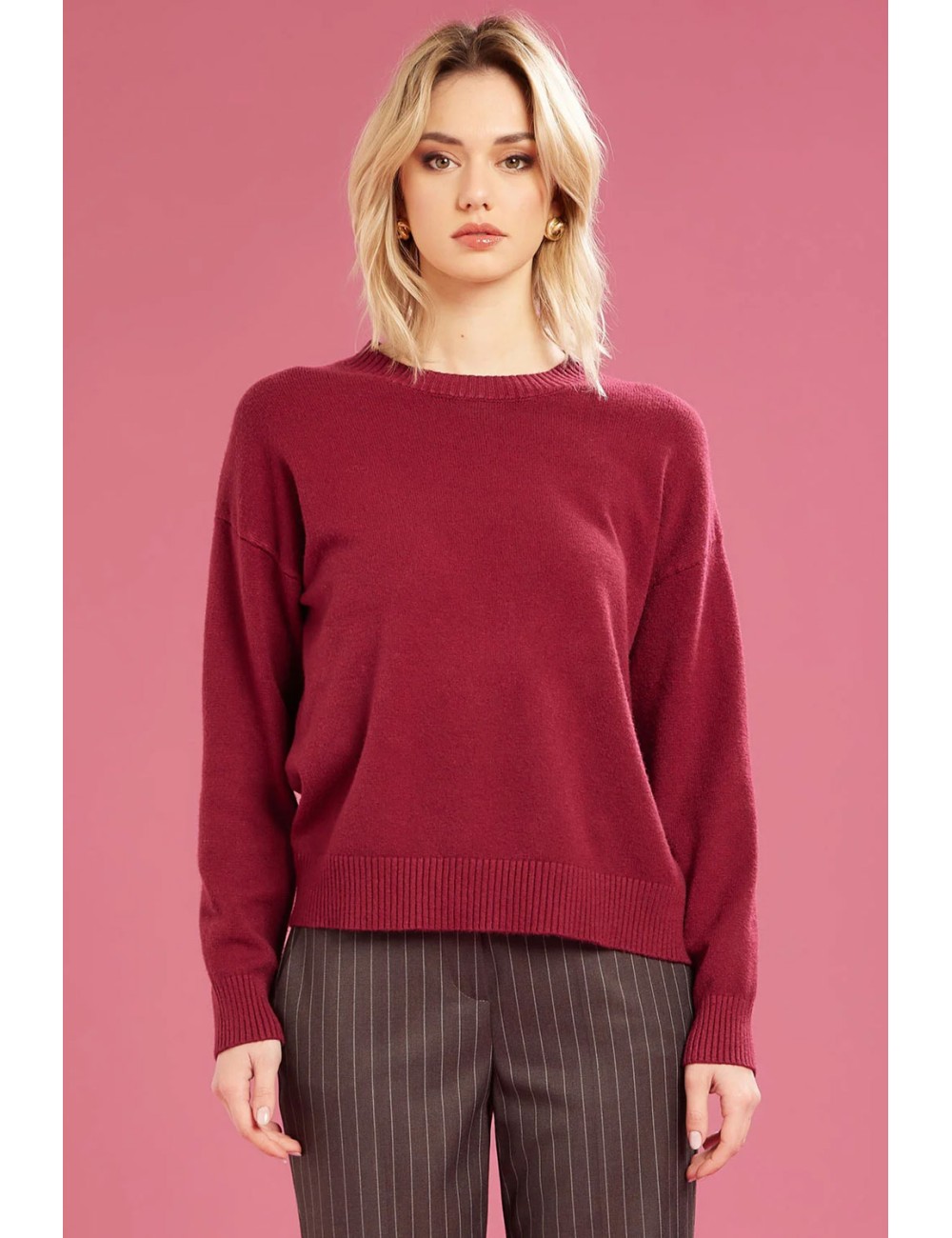 Fresh flower - maglia girocollo  ff612 borgogna