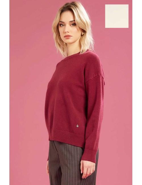 Fresh flower - maglia girocollo  ff612 panna