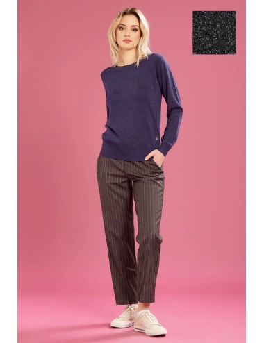 Fresh flower - maglia girocollo lurex ff622 nero