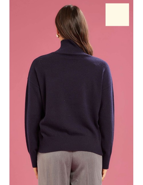 Fresh flower - maglia vulcano ampio misto cashemire ff638 panna