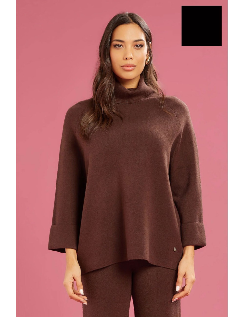 Fresh flower - dolcevita maglia chiusa ff652 nero