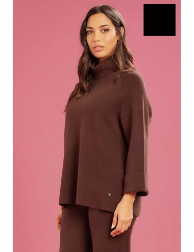 Fresh flower - dolcevita maglia chiusa ff652 nero