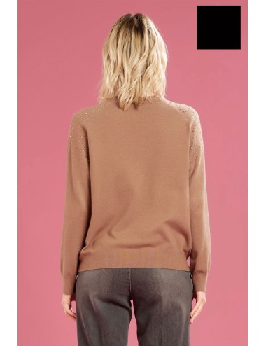 Fresh flower - girocollo c.applicaz. a cascata ff679 nero