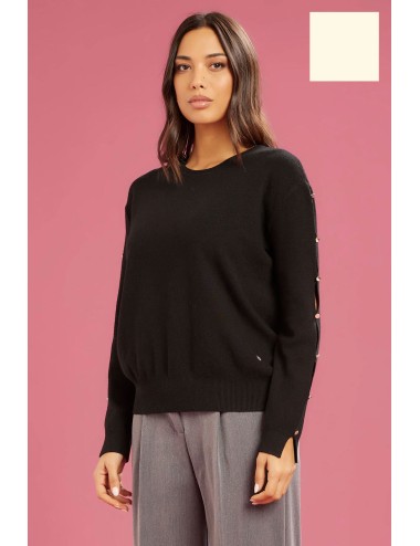 Fresh flower - maglia girocollo bt maniche ff722 panna