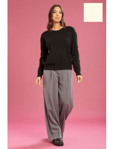 Fresh flower - maglia girocollo bt maniche ff722 panna