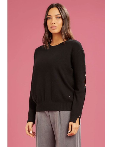 Fresh flower - maglia girocollo bt maniche ff722 nero