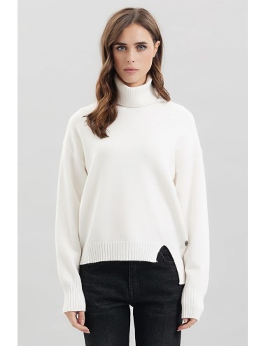 Take two - dolcevita con spacco viscosa dt00319 panna