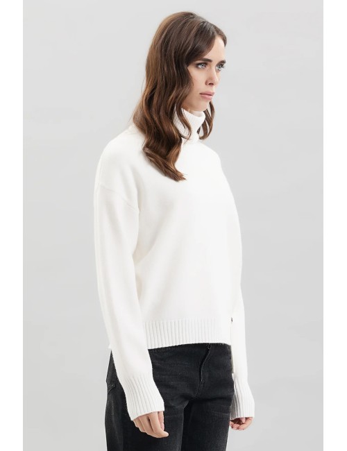 Take two - dolcevita con spacco viscosa dt00319 panna