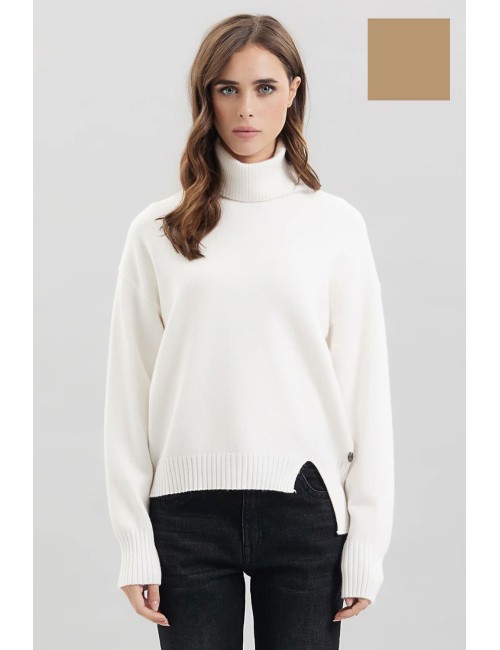 Take two - dolcevita con spacco viscosa dt00319 tortora