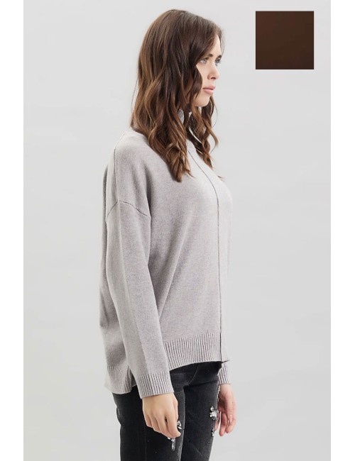 Take two - lupetto con nervatura viscosa dt00375 moro