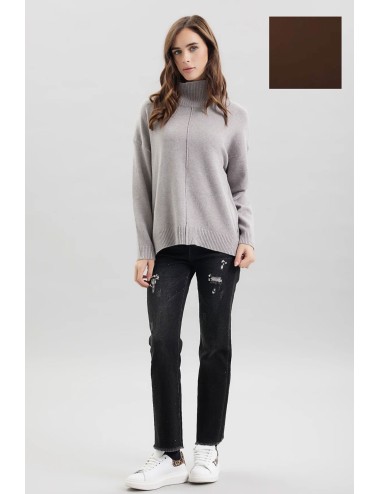 Take two - lupetto con nervatura viscosa dt00375 moro