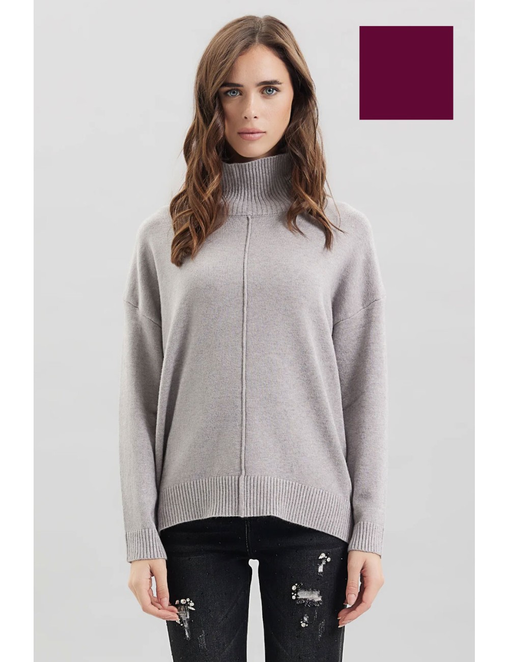 Take two - lupetto con nervatura viscosa dt00375 prugna