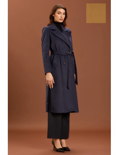 Take two - cappotto lungo con cinta dt01223 cammello